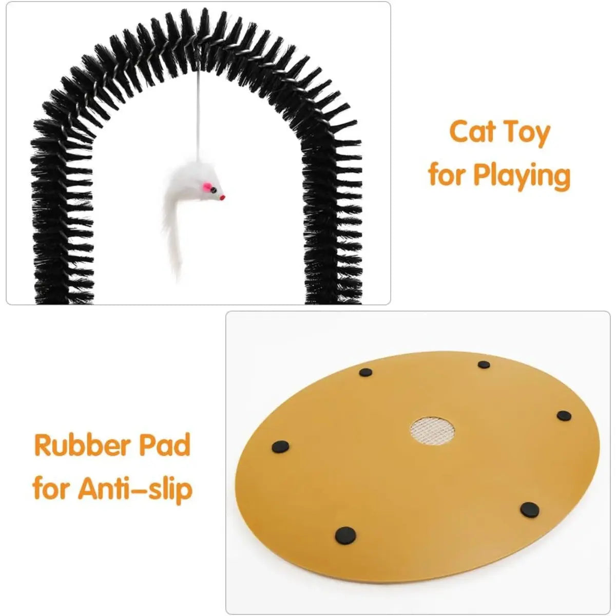 Ultimate Cat Self Grooming Arch with Massage Tips - Reduce Shedding & Stress, Easy to Install, Perfect Gift for Indoor Cats!