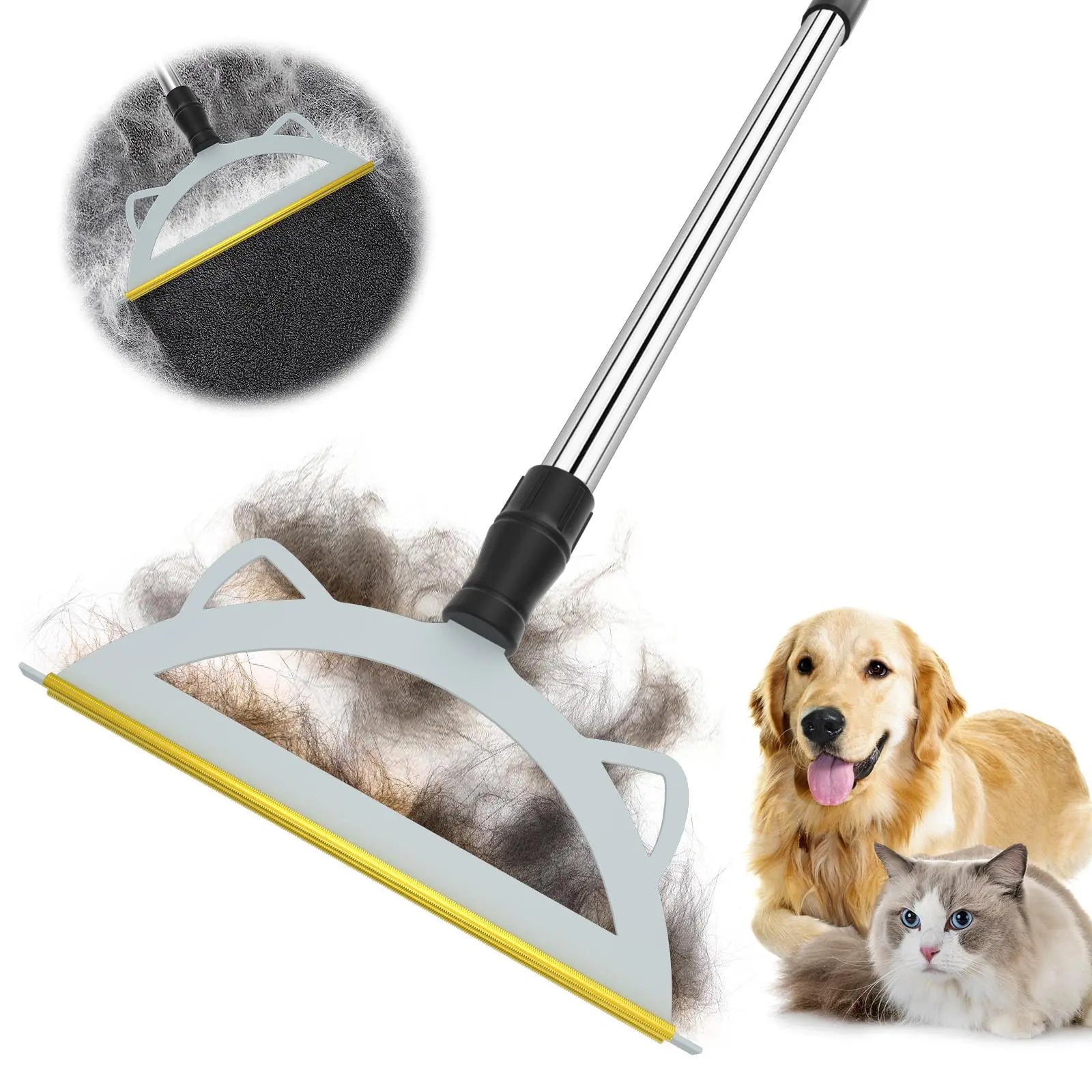 Adjustable Cat Hair Remover Brush - Effective Pet Hair Cleaning Tool for Carpets and Floors, Perfect Valentine's Day Gift!