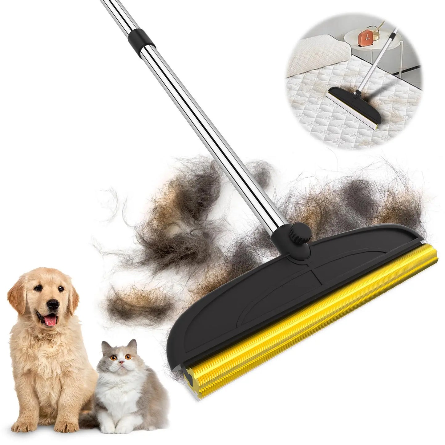 Adjustable Cat Hair Remover Brush - Effective Pet Hair Cleaning Tool for Carpets and Floors, Perfect Valentine's Day Gift!