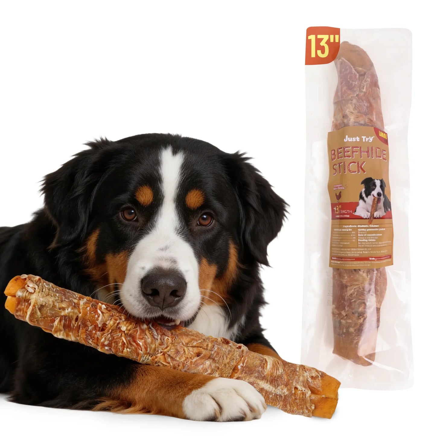 Big Size Chicken Wrapped Beef Hide Dog Chew - Long Lasting Natural Treat for Aggressive Chewers (Medium & Large Dogs) - Perfect for Your Pet!
