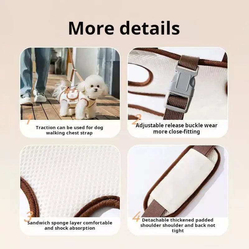 Hipipet Multi-Function Dog Backpack Leash - Portable, Breathable, Hands-Free Carrier with Air Mesh Design for Outdoor Adventures