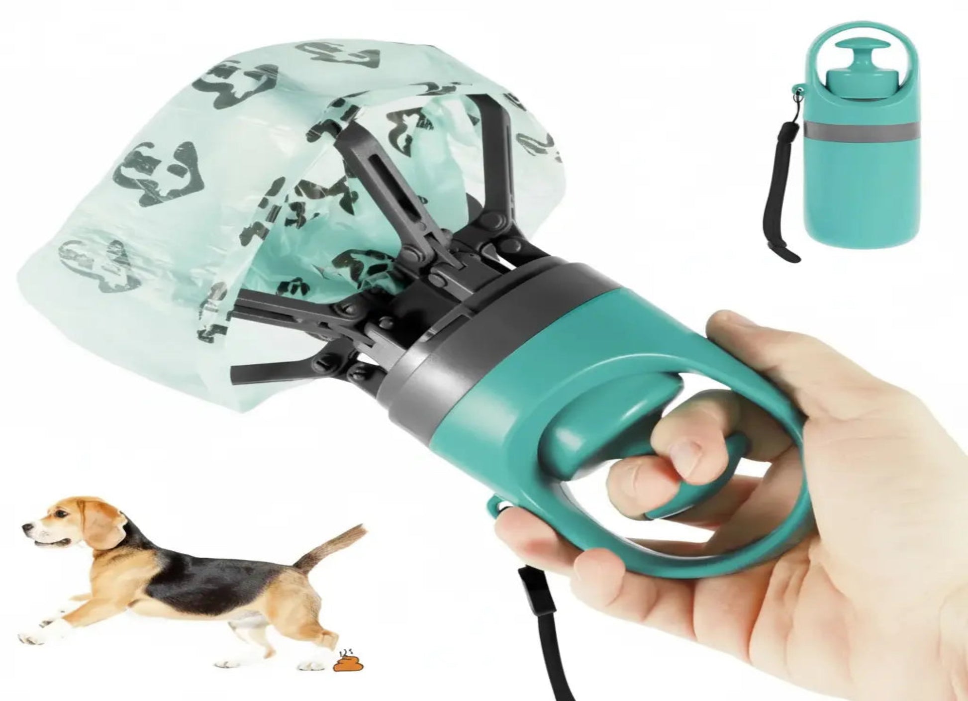 UFORU Portable Pet Poop Scooper with 6 Waste Bags – Essential Outdoor Pet Supplies for Easy Clean-Up