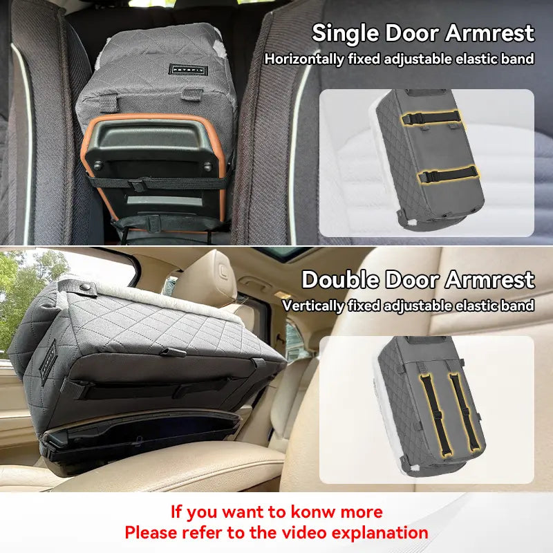 PETSFIT Center Console Dog Car Seat - Enhanced Safety with 5-Year Warranty, Washable Cushion, and Secure Hooks for Small Dogs up to 8 Lbs (Grey)