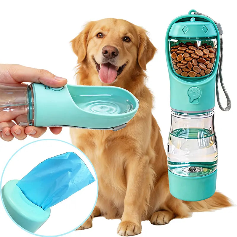 Ultimate 3-in-1 Pet Water Bottle - 20 Oz Leak Proof Travel Companion with Poop Bag Dispenser for Dogs - Perfect for Hiking & Outdoor Adventures!