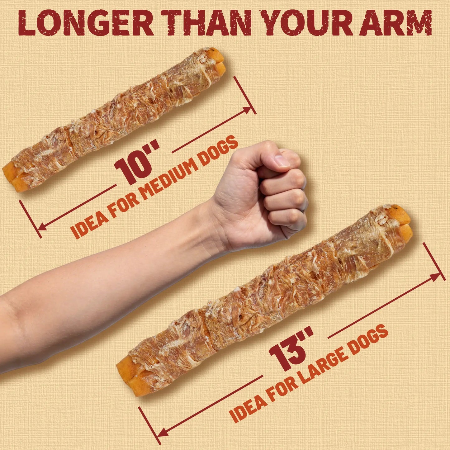 Big Size Chicken Wrapped Beef Hide Dog Chew - Long Lasting Natural Treat for Aggressive Chewers (Medium & Large Dogs) - Perfect for Your Pet!