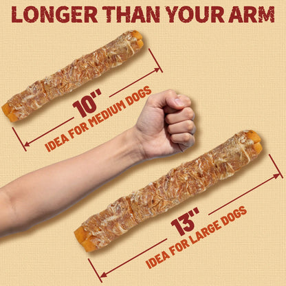 Big Size Chicken Wrapped Beef Hide Dog Chew - Long Lasting Natural Treat for Aggressive Chewers (Medium & Large Dogs) - Perfect for Your Pet!