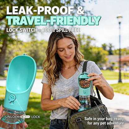 Ultimate 3-in-1 Pet Water Bottle - 20 Oz Leak Proof Travel Companion with Poop Bag Dispenser for Dogs - Perfect for Hiking & Outdoor Adventures!