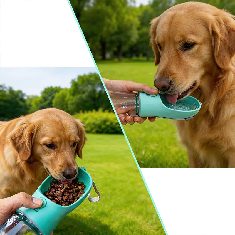 Ultimate 3-in-1 Pet Water Bottle - 20 Oz Leak Proof Travel Companion with Poop Bag Dispenser for Dogs - Perfect for Hiking & Outdoor Adventures!