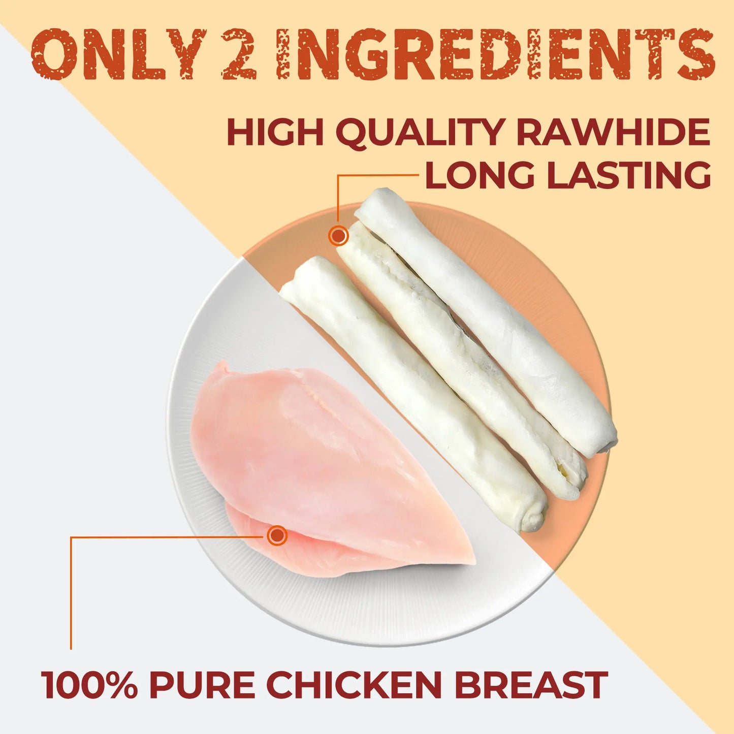 Big Size Chicken Wrapped Beef Hide Dog Chew - Long Lasting Natural Treat for Aggressive Chewers (Medium & Large Dogs) - Perfect for Your Pet!
