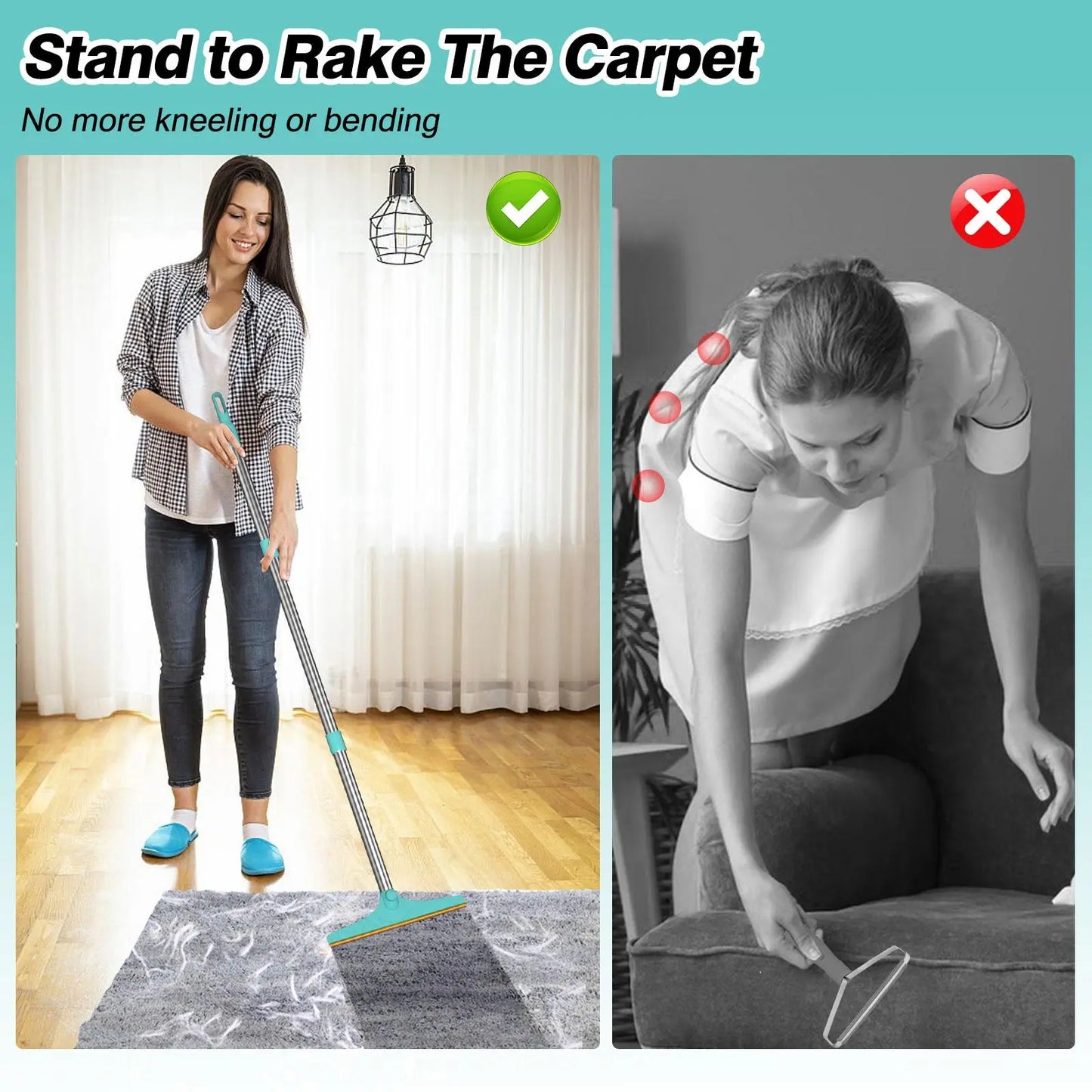 Adjustable Cat Hair Remover Brush - Effective Pet Hair Cleaning Tool for Carpets and Floors, Perfect Valentine's Day Gift!