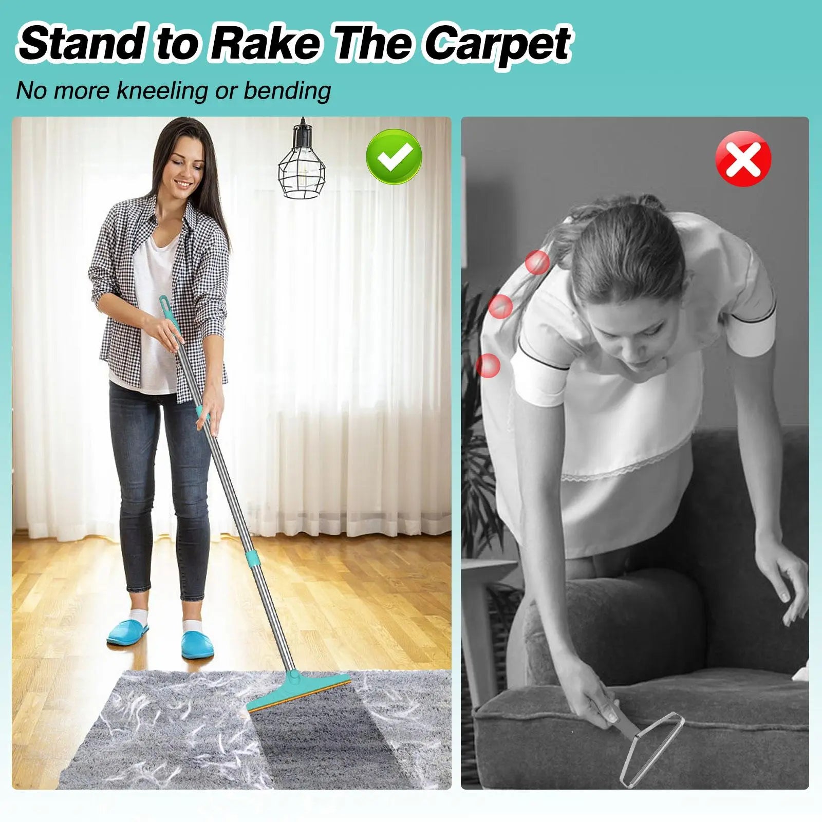 Adjustable Cat Hair Remover Brush - Effective Pet Hair Cleaning Tool for Carpets and Floors, Perfect Valentine's Day Gift!