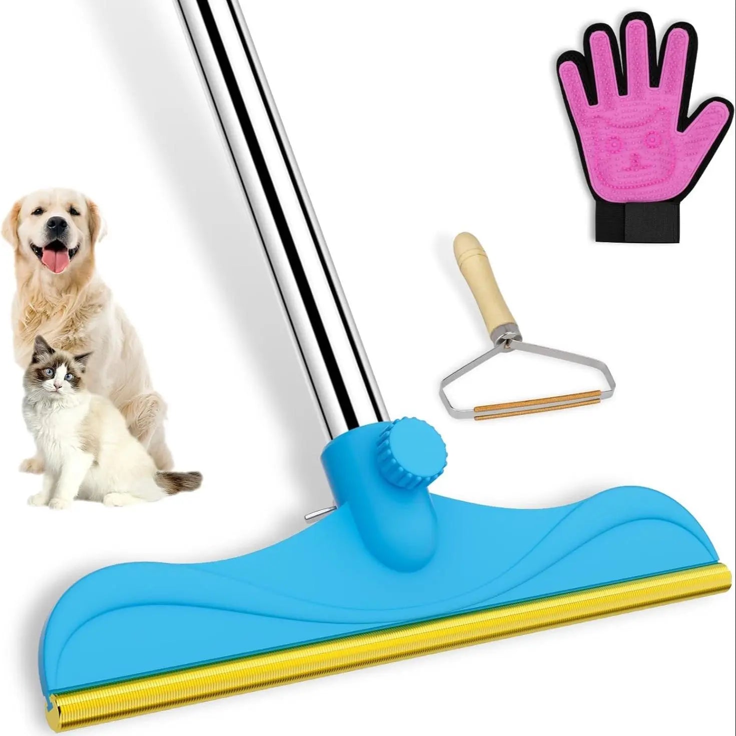 Adjustable Cat Hair Remover Brush - Effective Pet Hair Cleaning Tool for Carpets and Floors, Perfect Valentine's Day Gift!