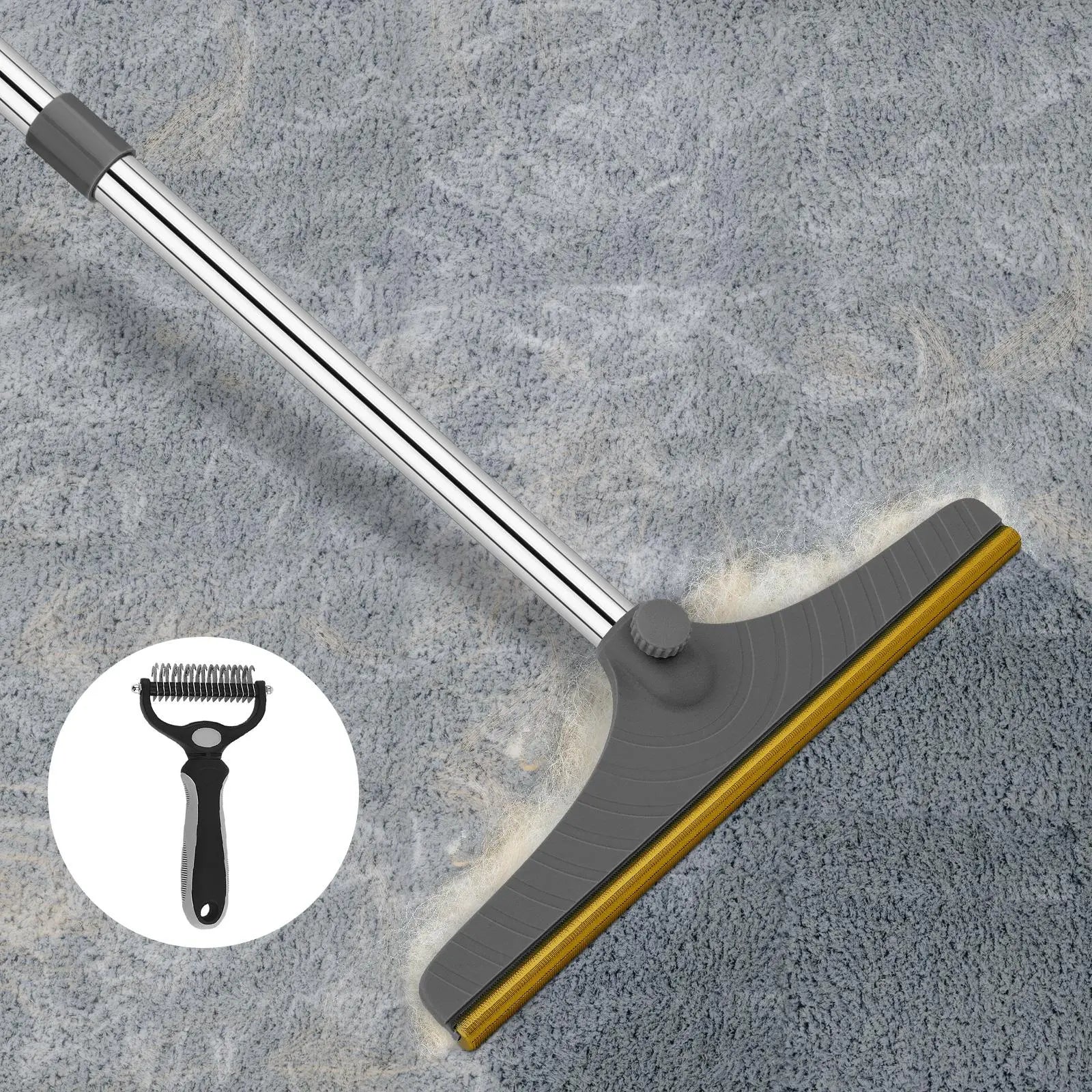 Adjustable Cat Hair Remover Brush - Effective Pet Hair Cleaning Tool for Carpets and Floors, Perfect Valentine's Day Gift!
