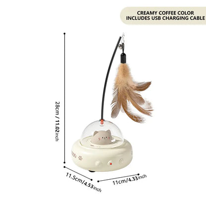 Automatic Cat Laser Toy with Feather Teaser – Keep Cats Busy, Active & Happy All Day