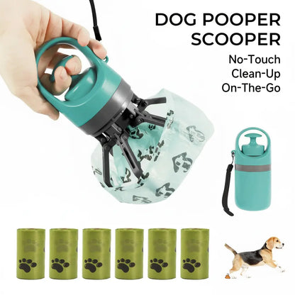 UFORU Portable Pet Poop Scooper with 6 Waste Bags – Essential Outdoor Pet Supplies for Easy Clean-Up